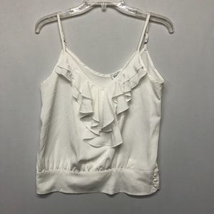 Bebe Women Sleeveless Ruffle Tank Top Blouse Shirt Size Small White M107 -15